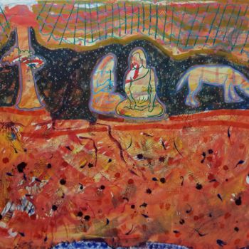 Pintura titulada "La nuit étoilée de…" por Aude Peris, Obra de arte original, Acrílico Montado en Bastidor de camilla de mad…