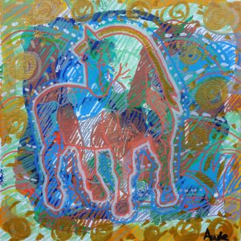 Painting titled "Puissance et énergi…" by Aude Peris, Original Artwork, Acrylic Mounted on Wood Stretcher frame