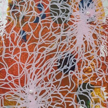 「Synapses」というタイトルの絵画 Aude Perisによって, オリジナルのアートワーク, アクリル 段ボールにマウント