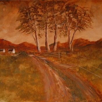 Schilderij getiteld "Karoo Sunset" door Aud, Origineel Kunstwerk, Olie