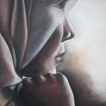 Dessin intitulée "Femme voilée" par Mzelle Cecca Artwork, Œuvre d'art originale, Pastel