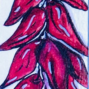Drawing titled "marque page piments…" by Mzelle Cecca Artwork, Original Artwork, Ink