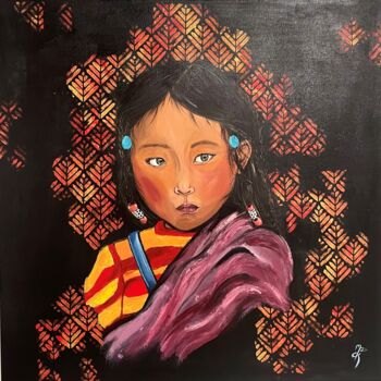 Zeichnungen mit dem Titel "Petite Vietnamienne" von Mzelle Cecca Artwork, Original-Kunstwerk, Acryl