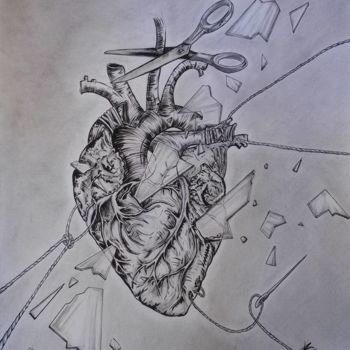 Drawing titled "le coeur" by Audrey Claire, Original Artwork, Pencil