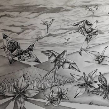 Zeichnungen mit dem Titel "les-origami.jpg" von Audrey Claire, Original-Kunstwerk