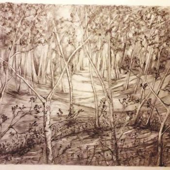 Dessin intitulée "forêt" par Audrey Claire, Œuvre d'art originale, Fusain