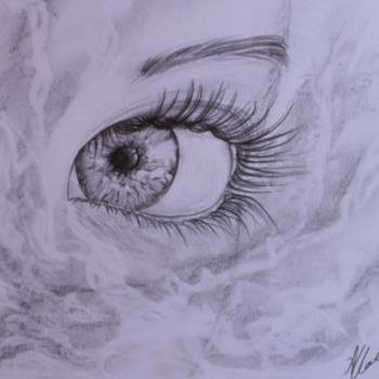Drawing titled "oeil2" by Audrey Claire, Original Artwork, Pencil