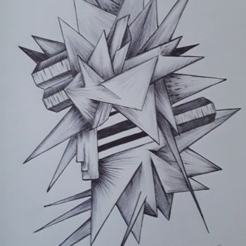 Tekening getiteld "Angular" door Audrey Claire, Origineel Kunstwerk, Balpen