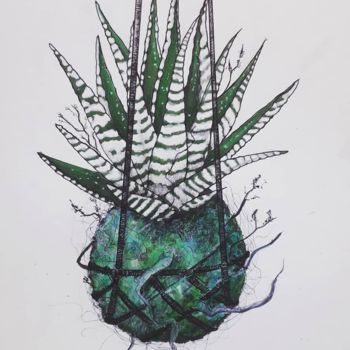 Drawing titled "kokedama" by Audrey Claire, Original Artwork, Marker