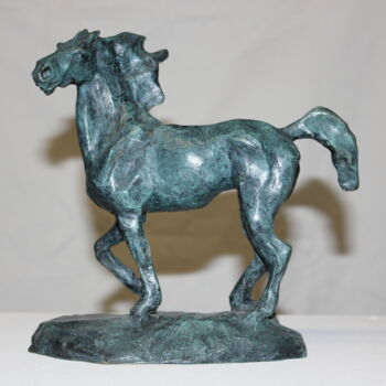 Sculpture titled "Cheval bleu" by Audrey Fléchet, Original Artwork, Bronze