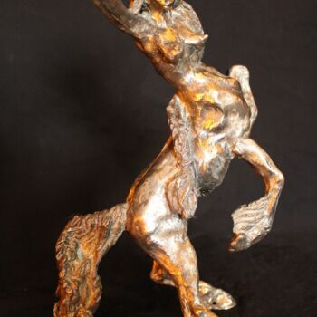 Sculpture titled "Hylonomée à la natte" by Audrey Fléchet, Original Artwork, Bronze