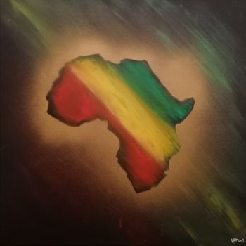 Schilderij getiteld "Afrika" door Mathieu Potier, Origineel Kunstwerk, Acryl Gemonteerd op Frame voor houten brancard