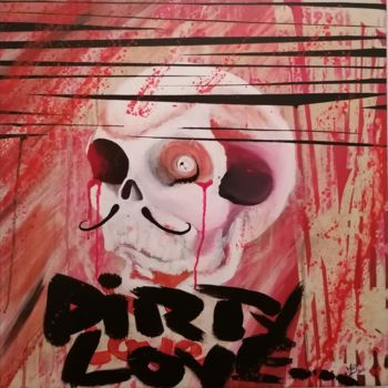 Schilderij getiteld "Dirty Love" door Mathieu Potier, Origineel Kunstwerk, Acryl Gemonteerd op Frame voor houten brancard