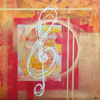 Painting titled "Musique" by Mathieu Potier, Original Artwork, Acrylic Mounted on Wood Stretcher frame