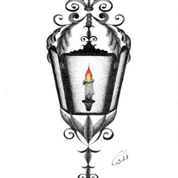 Zeichnungen mit dem Titel "Lanterne" von Audrey Lafolie (Ondine), Original-Kunstwerk, Tinte