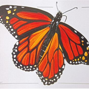 Painting titled "Papillon monarque" by Audrey Lalande, Original Artwork, Acrylic