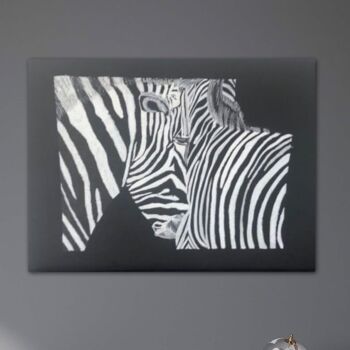 Peinture intitulée "Les deux zebres" par Audrey Letheux, Œuvre d'art originale, Acrylique