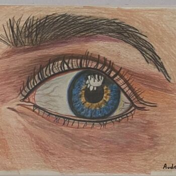 Картина под названием "Un œil bleu" - Audrey Letheux, Подлинное произведение искусства, Карандаш Установлен на картон