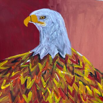 Painting titled "L aigle coloré" by Audrey Letheux, Original Artwork, Acrylic