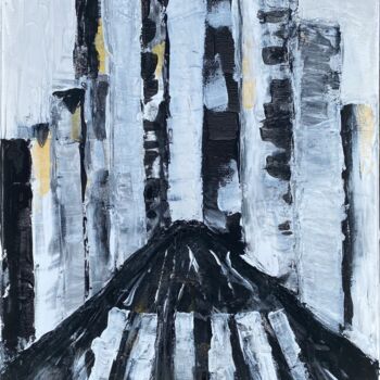 Pintura titulada "La ville en noir et…" por Audrey Letheux, Obra de arte original, Acrílico