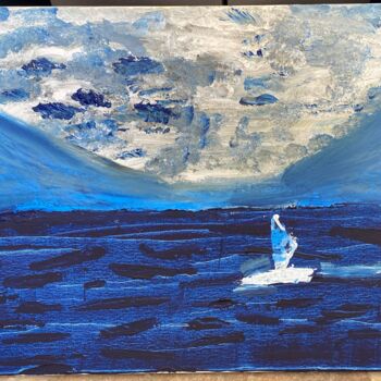 Pittura intitolato "La mer, les nuages…" da Audrey Letheux, Opera d'arte originale, Acrilico Montato su Telaio per barella i…