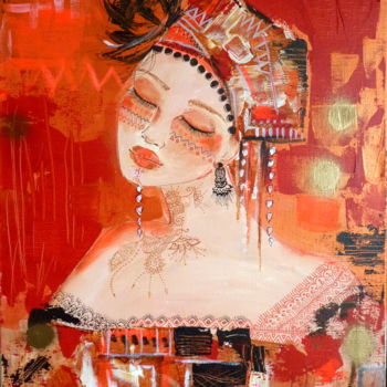 Painting titled "Samya" by Audrey Marienkoff, Original Artwork, Acrylic Mounted on Wood Stretcher frame