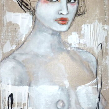 Painting titled "Nu" by Audrey Marienkoff, Original Artwork, Acrylic Mounted on Wood Stretcher frame