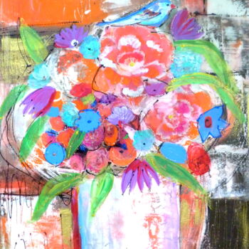 Painting titled "Flowers..." by Audrey Marienkoff, Original Artwork, Oil