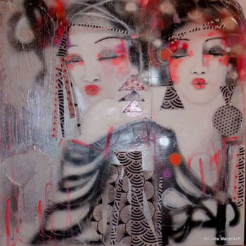 Pintura intitulada "Les Twins!" por Audrey Marienkoff, Obras de arte originais, Tinta spray