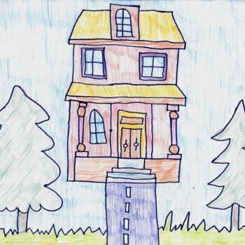 Dessin intitulée "maison simple" par Audrey Segura, Œuvre d'art originale, Crayon