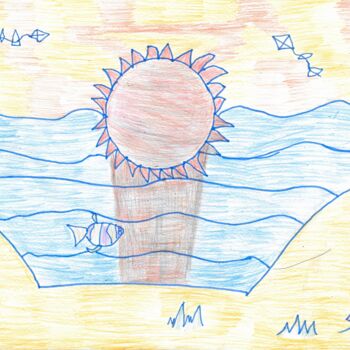 Drawing titled "coucher du soleil" by Audrey Segura, Original Artwork, Pencil