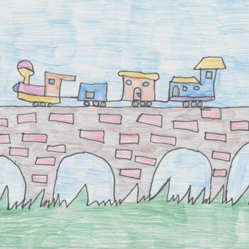Dessin intitulée "Pont ferroviaire oc…" par Audrey Segura, Œuvre d'art originale, Crayon