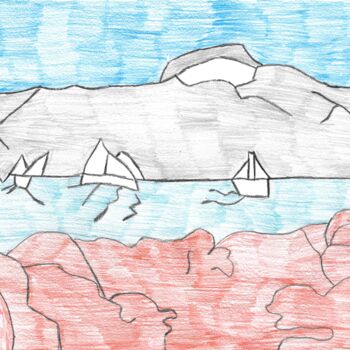 Dessin intitulée "le volcan eteint" par Audrey Segura, Œuvre d'art originale, Crayon