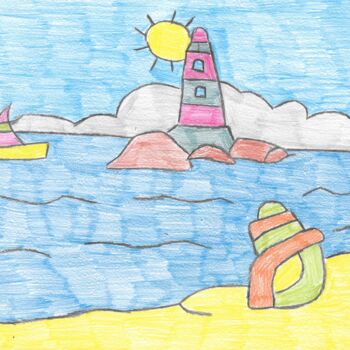 Dessin intitulée "le phare" par Audrey Segura, Œuvre d'art originale, Crayon