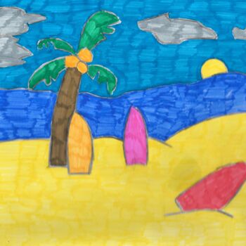 Dessin intitulée "surf sur la mer" par Audrey Segura, Œuvre d'art originale, Crayon