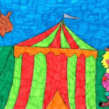 Dessin intitulée "le cirque ambulant" par Audrey Segura, Œuvre d'art originale, Crayon