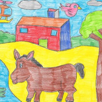 Drawing titled "le cheval galope" by Audrey Segura, Original Artwork, Pencil