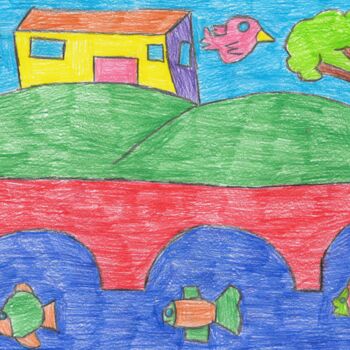 Dessin intitulée "le pont de l'éspoire" par Audrey Segura, Œuvre d'art originale, Crayon