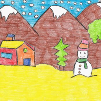 Desenho intitulada "le bonhomme de neige" por Audrey Segura, Obras de arte originais, Lápis