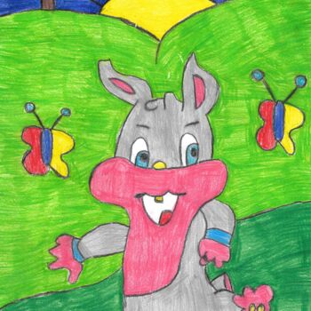 Dessin intitulée "le grand lapin" par Audrey Segura, Œuvre d'art originale, Crayon