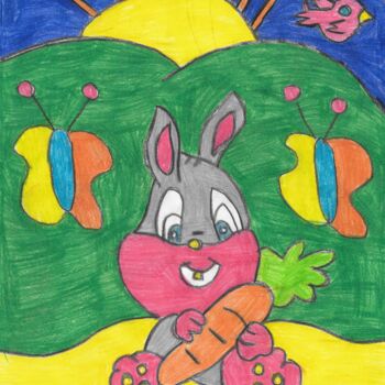 Drawing titled "lapin" by Audrey Segura, Original Artwork, Pencil