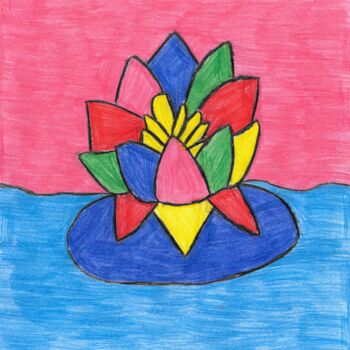 Dessin intitulée "fleur de lotus" par Audrey Segura, Œuvre d'art originale, Crayon