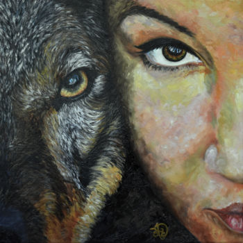 Painting titled "Stark" by Audrey Delaye, Original Artwork, Oil Mounted on Wood Stretcher frame