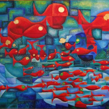 제목이 "banc de poissons ro…"인 미술작품 Audrey Ressejac-Duparc로, 원작, 기름