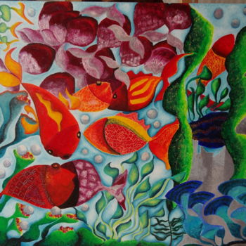 Peinture intitulée "promenade sous mari…" par Audrey Ressejac-Duparc, Œuvre d'art originale, Pastel