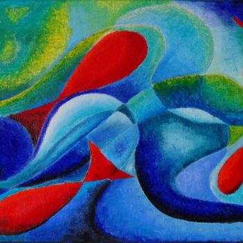 Malerei mit dem Titel "poissons" von Audrey Ressejac-Duparc, Original-Kunstwerk, Pastell