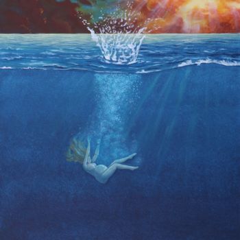 Peinture intitulée "Plongeon vers l'inc…" par Marion Auger, Œuvre d'art originale, Acrylique