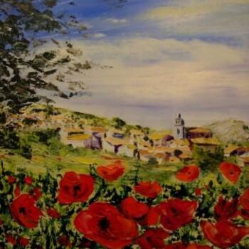 Peinture intitulée "Village à travers l…" par Bernard Augier, Œuvre d'art originale, Huile