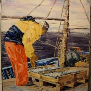 Peinture intitulée "Le sardinier" par Bernard Augier, Œuvre d'art originale, Huile