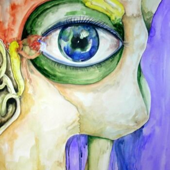 "Face I" başlıklı Tablo August Di Lena tarafından, Orijinal sanat, Mum boya
